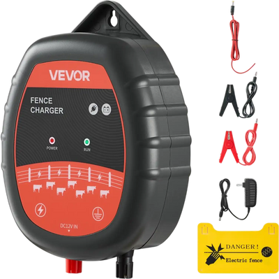 Vevor Electric Fence Charger 10kV 1J AC/DC Energizer 1.86 Miles Range New