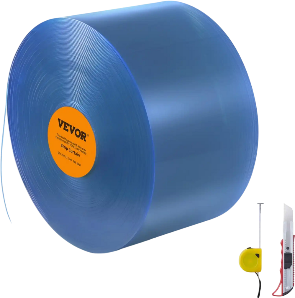 VEVOR Strip Curtain, 100' Length, 12" Width, 0.12" Thickness, Clear Smooth Plastic Door Strips, PVC Curtain Strip Door Bulk Roll for Warehouses, Factories, Supermarkets, Shopping Malls, Halls, Garages