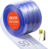 VEVOR Clear PVC Strip Curtain, 50 ft Length x 8 in Width, Ribbed Plastic Door Strip Bulk Roll, Walk in Freezer Cooler Curtain Strips for Doorways of Supermarket, Garage, Warehouse, Pet Animal House