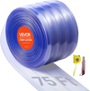 VEVOR Clear PVC Strip Curtain, 75 ft Length x 8 in Width, Ribbed Plastic Door Strip Bulk Roll, Walk in Freezer Cooler Curtain Strips for Doorways of Supermarket, Garage, Warehouse, Pet Animal House