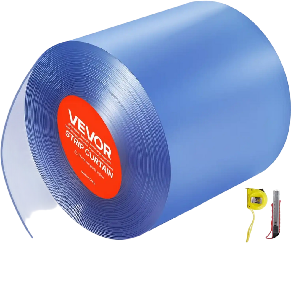 VEVOR Clear PVC Strip Curtain, 101 ft Length x 12 in Width, Plastic Door Strip Bulk Roll, Walk in Freezer Cooler Curtain Strips for Doorways of Supermarket, Garage, Warehouse, Barn, Pet Animal House