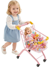 VEVOR Shopping Cart for Kids, Sturdy Steel Frame, Grocery Store Pretend Play Toy with Wheels, Dense Mesh Basket, Toy Shopping Cart Trolley, Foldable Design, Flip-Open Back, for Kids & Toddlers Ages 3+