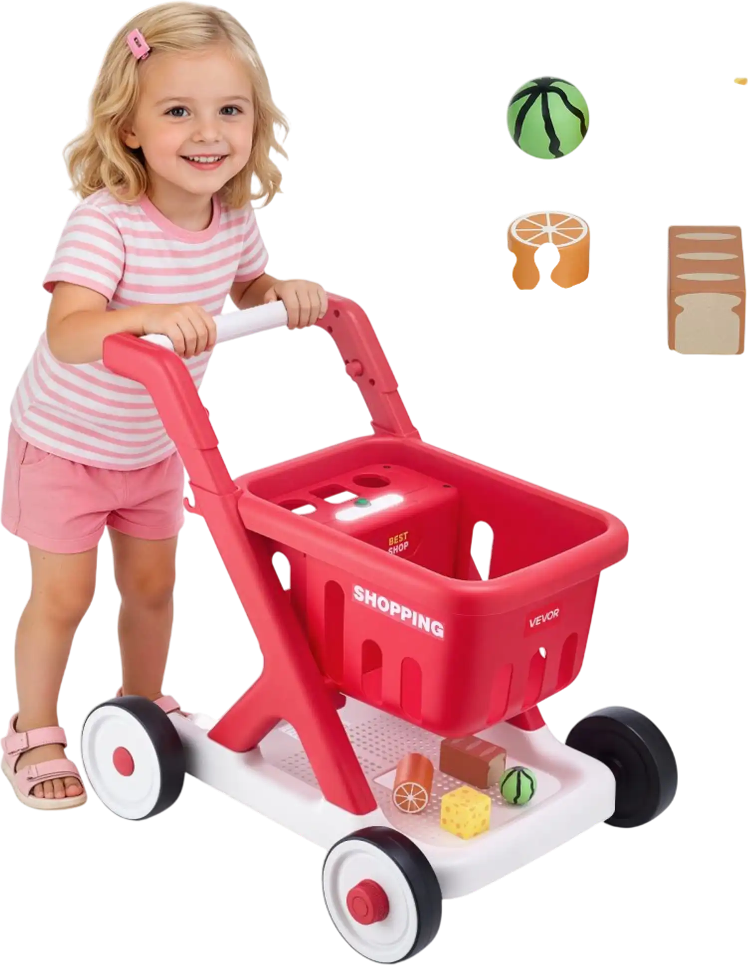 Vevor Kids Shopping Cart Scan & Sort Pretend Play Grocery Store Toy New