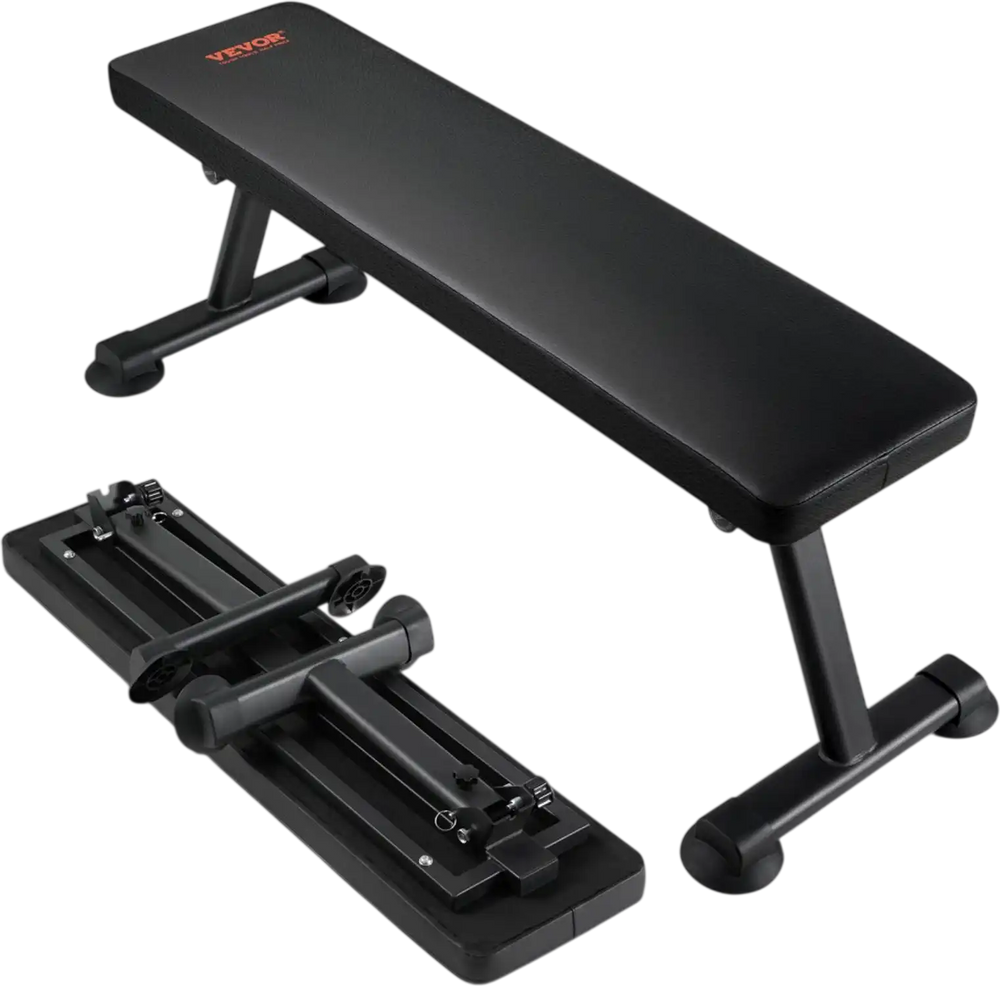 VEVOR Flat Weight Bench, Foldable Strength Training Bench, Utility Workout Bench for Full Body Workout, 1000 LBS Press Bench for Home Gym Exercise, for Multi-Purpose Weight Training and Ab Exercises