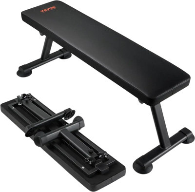 VEVOR Flat Weight Bench, Foldable Strength Training Bench, Utility Workout Bench for Full Body Workout, 1000 LBS Press Bench for Home Gym Exercise, for Multi-Purpose Weight Training and Ab Exercises