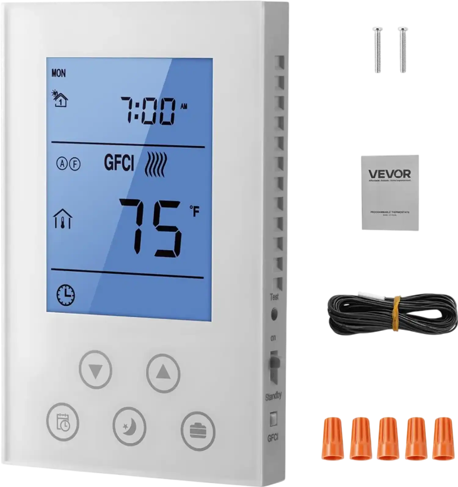 Vevor Thermostat 7-Day Programmable Underfloor Heating White New