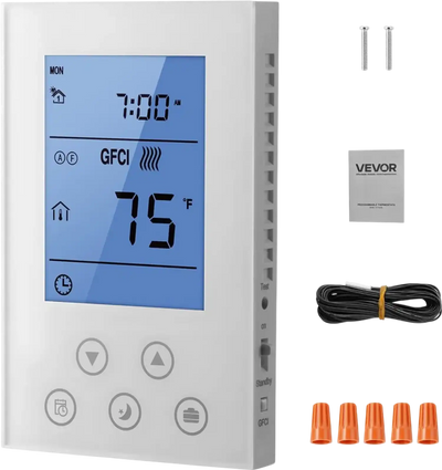 Vevor Thermostat 7-Day Programmable Underfloor Heating White New