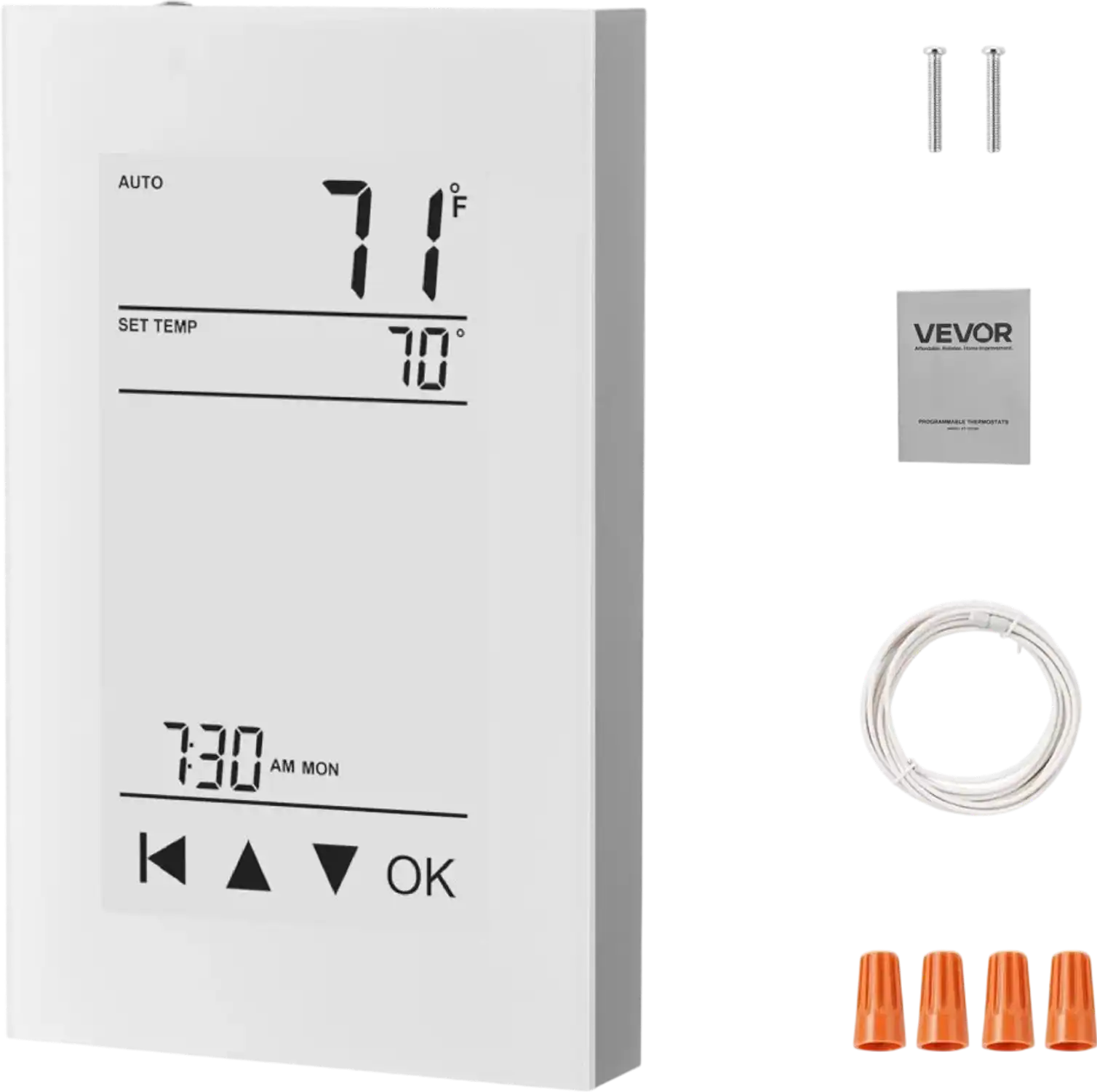 Vevor Thermostat 7-Day Programmable Underfloor Heating LCD Touchscreen Gray-White New