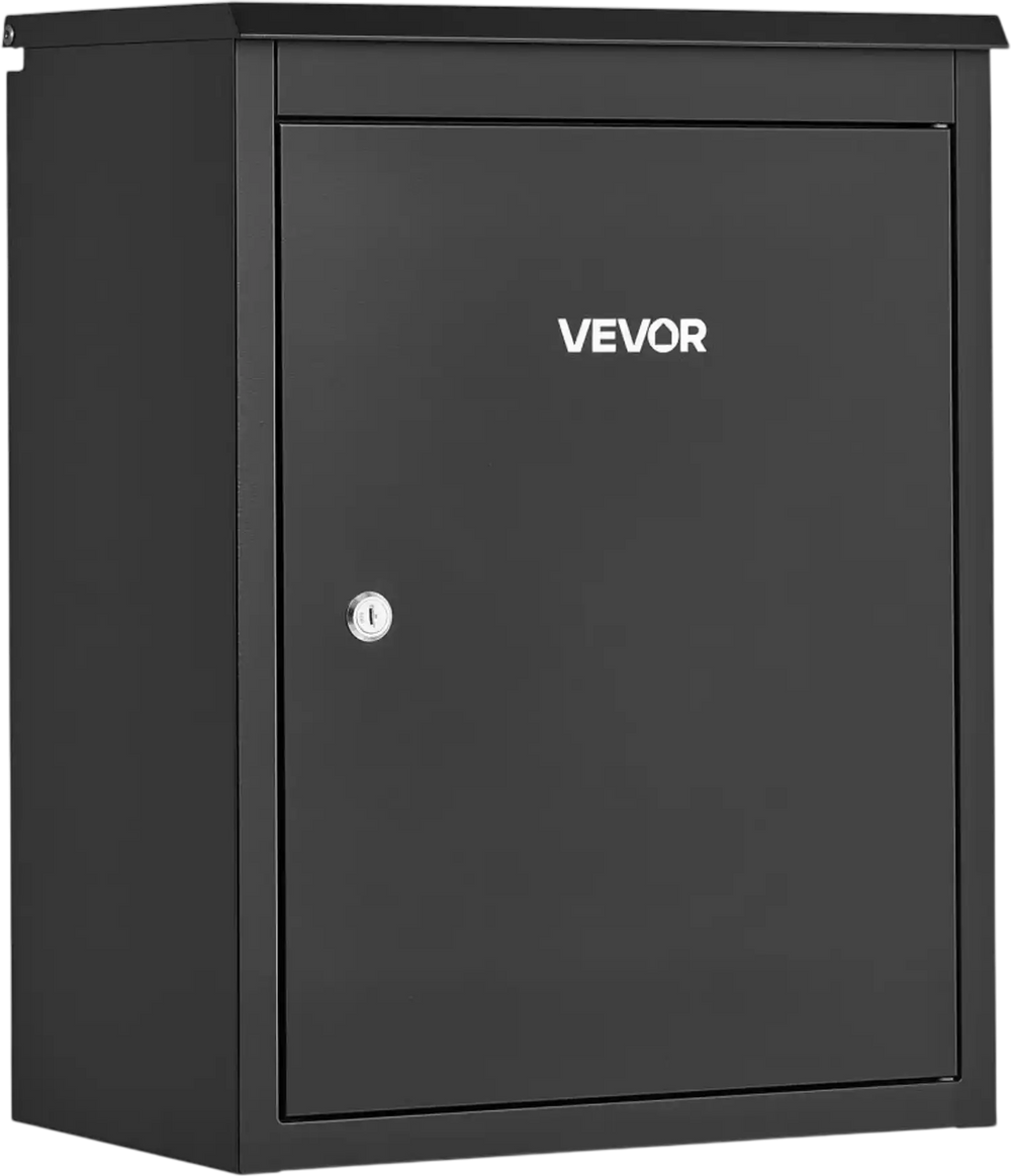 VEVOR Package Delivery Box for Outside 20.67 in Wall Mount Parcel Drop Box, for Porch, Curbside & House Storage, Lockable Anti-Theft Waterproof Weatherproof, Large Metal Mailbox for Outdoor, Black