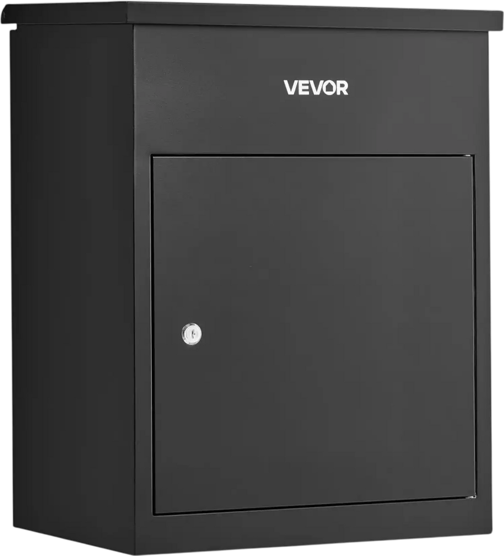 VEVOR Package Delivery Box for Outside 22.95 in Wall Mount Parcel Drop Box, for Porch, Curbside & House Storage, Lockable Anti-Theft Waterproof Weatherproof, Large Metal Mailbox for Outdoor, Black