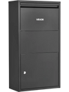 VEVOR Package Delivery Box for Outside 32.48 in Wall Mount Parcel Drop Box, for Porch, Curbside & House Storage, Lockable Anti-Theft Waterproof Weatherproof, Large Metal Mailbox for Outdoor, Black