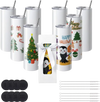 VEVOR 8 Pack Sublimation Tumblers 20 Oz Skinny Straight, Stainless Steel Sublimation Tumblers Blank, Stainless Steel Double Wall Tumbler for Heat Transfer Customized Gifts with Lid and Straw, Gift Box