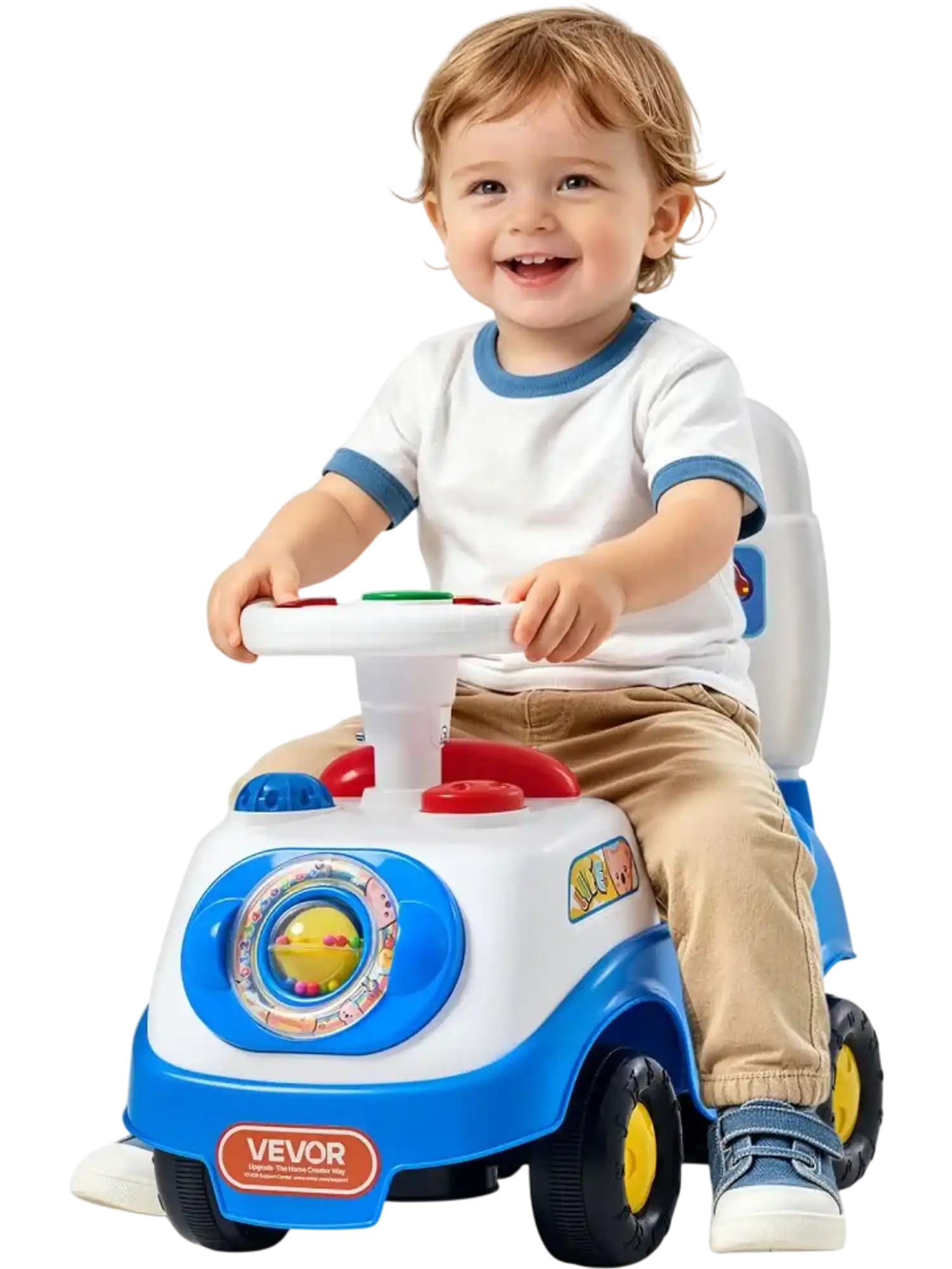 Vevor Ride-On Push Car Toddler Sit-to-Stand Toy with Music Steering Wheel, Horn & Under-Seat Storage New