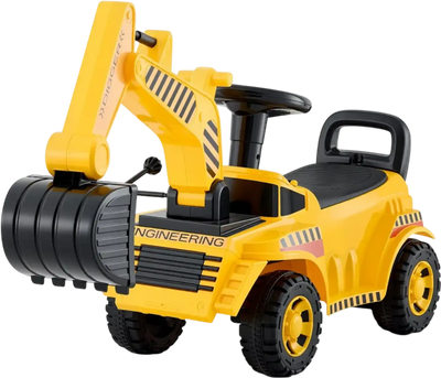 VEVOR Ride On Toddler Car, Push Car for Toddler 19 to 36 Months, Excavator Digger Toy with Helmet & Music, 55 lbs Load Capacity, Foot-to-Floor Walker for Kids, Yellow