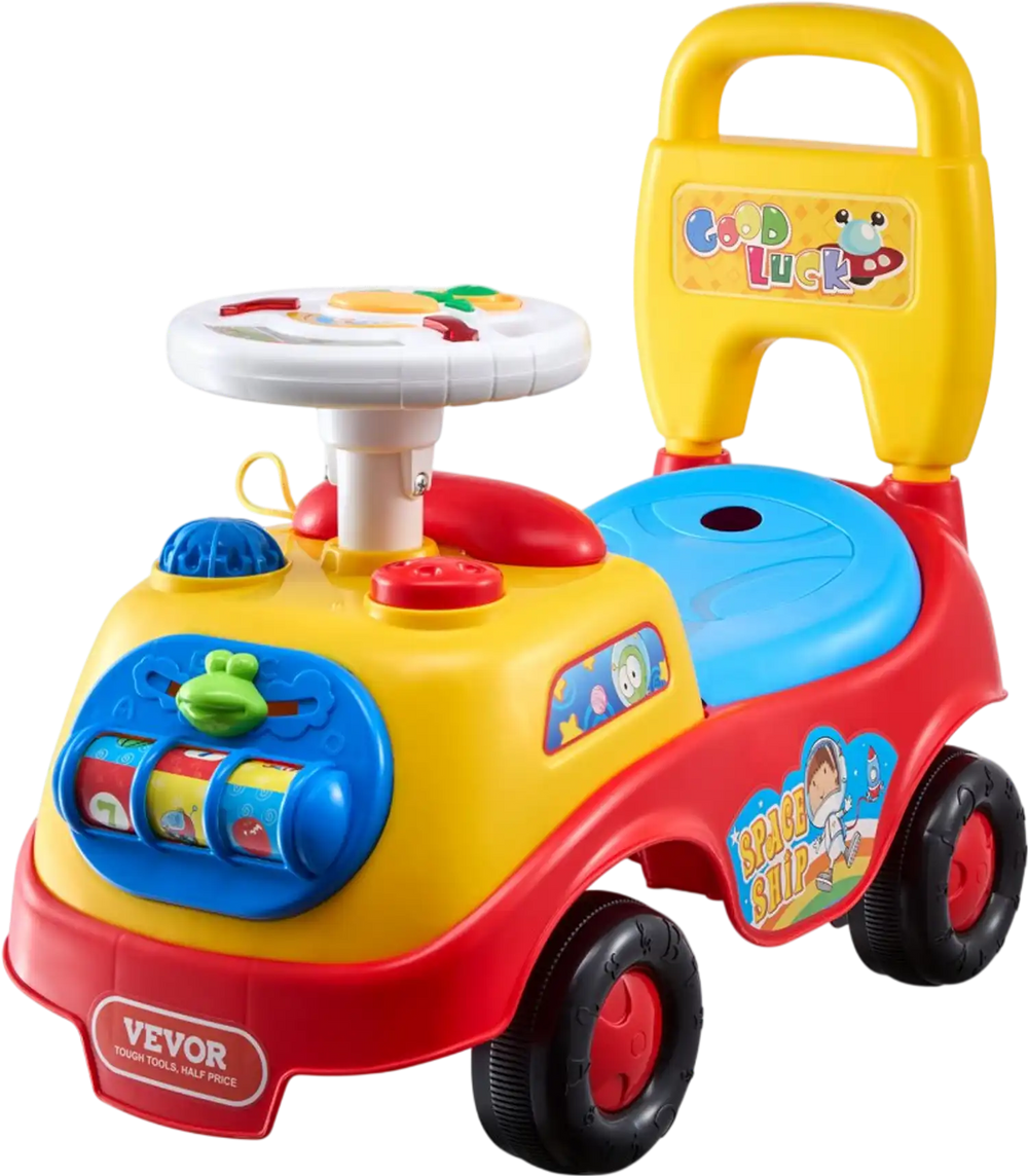 VEVOR Ride On Push Car for Toddlers, Ages 1-3, Ride Racer, Sit to Stand Toddler Ride On Toy, Classic Kids Ride On Car with Music Steering Wheel, Horn & Under Seat Storage, Ride On Toy for Boys Girls