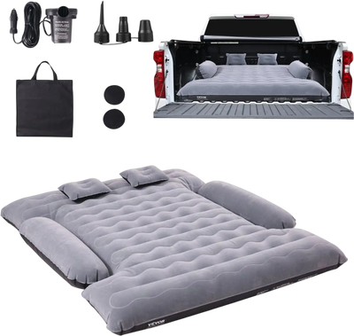 VEVOR Truck Bed Air Mattress, for 6-6.5 ft Full Size Truck Beds, Inflatable Air Mattress Camping Bed with 12V Air Pump 2 Pillows, Carry Bag, for Chevrolet Silverado, Dodge Ram, Ford 150/250/350