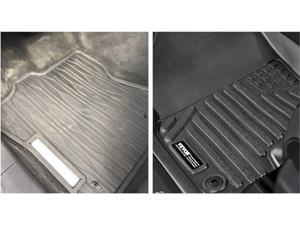 VEVOR Automotive Floor Mats, Fits for Dodge Ram 1500 Crew Cab 2019-2024, 3 pcs Front and 2nd Row Liners, All Weather Custom Fit TPE Vehicle Floor Mats, Easy to Clean Floor Liners for Trucks, Black