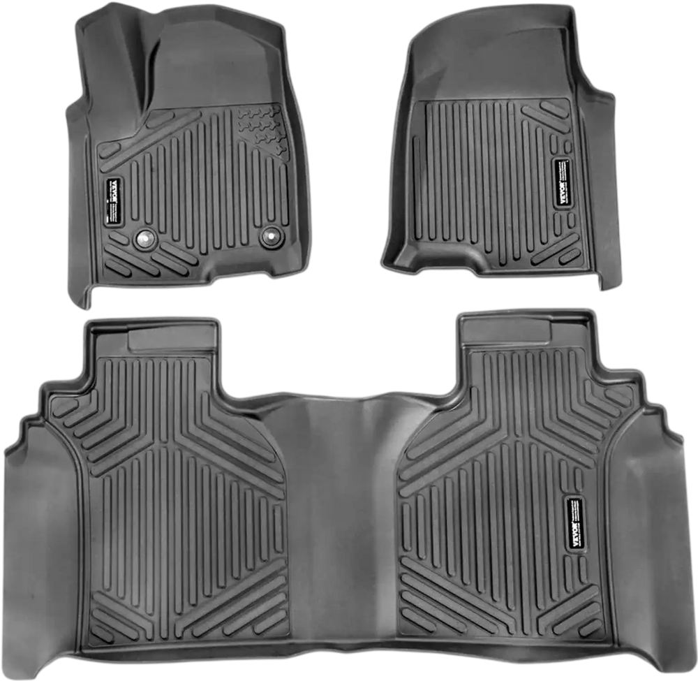 VEVOR Automotive Floor Mats, Fits for Chevrolet Silverado/GMC Sierra 1500, 2500/3500 HD 2019-2024/2020-2024, 3 pcs Front and 2nd Row Liners, All Weather Custom Fit TPE Vehicle Floor Mats, Black