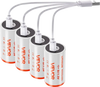 VEVOR Rechargeable D Batteries, 4 Pack, 1.5V 6000mWh Lithium D Battery with 4 in 1 USB-C Charge Cable, Recharge Up to 1000+ Cycles, Lithium-ion D Cell Batteries for Flashlights, Floodlight, Toys