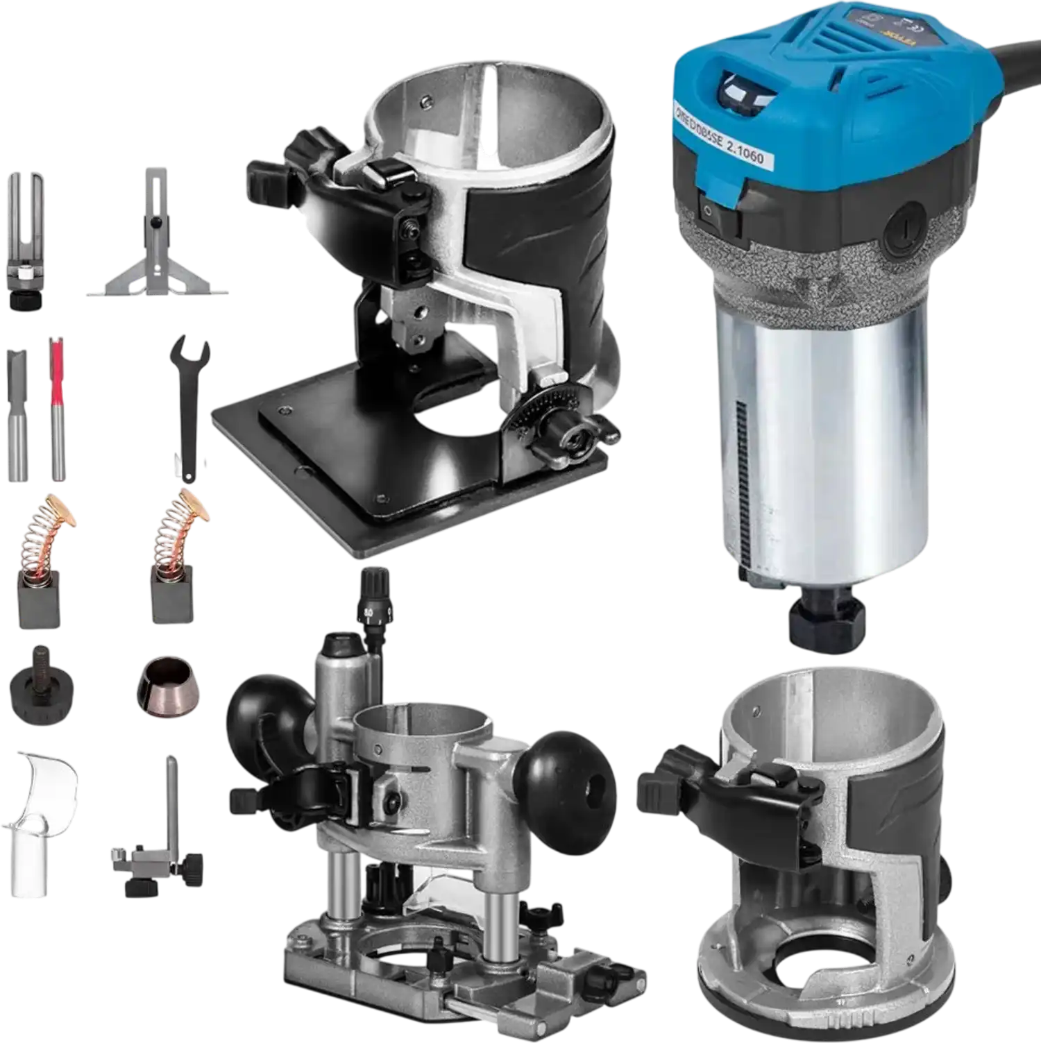 Vevor Compact Router Variable Speed Wood Router Kit with Fixed, Plunge & Tilt Bases New