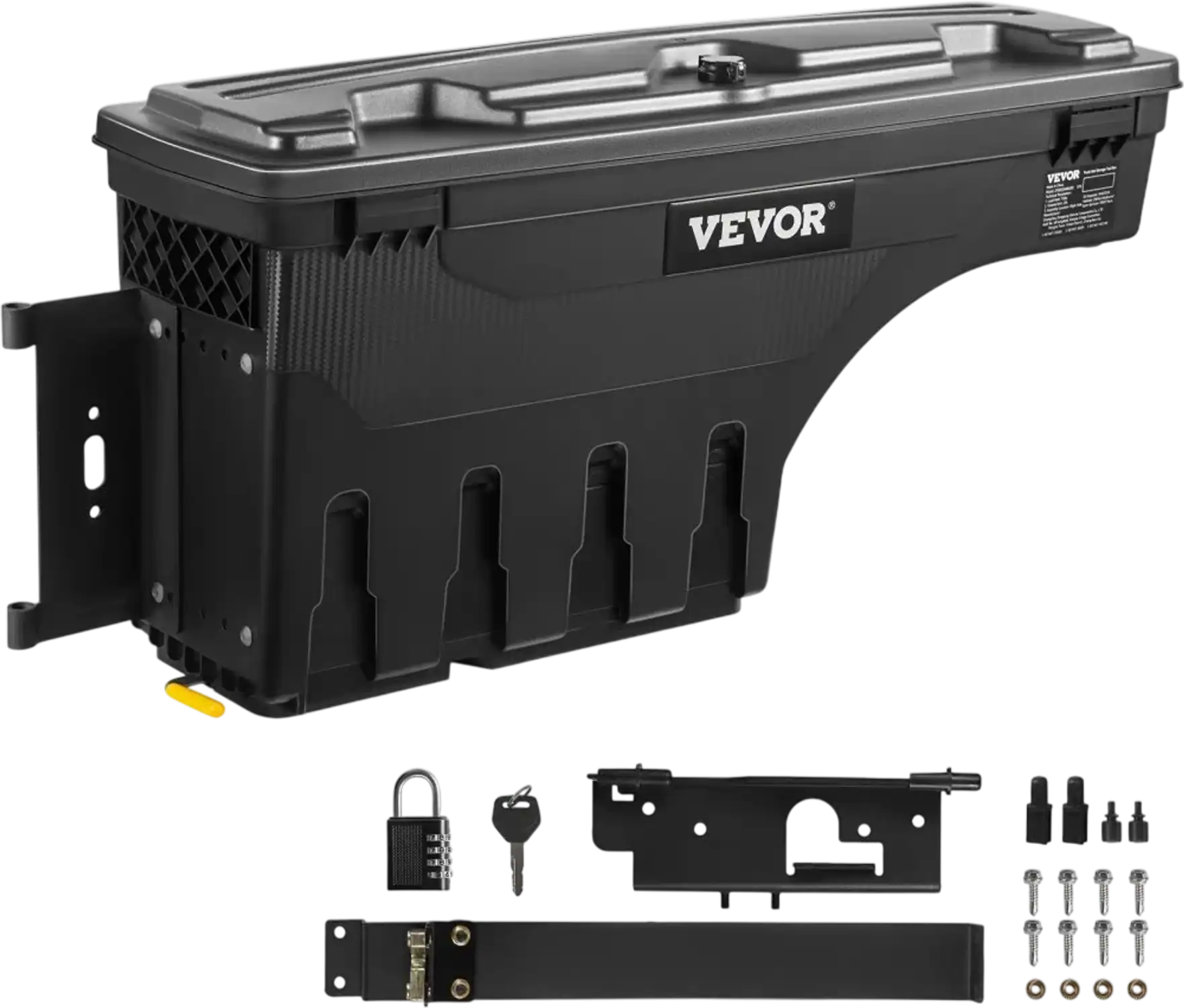 Vevor Truck Bed Storage Box Lockable Waterproof Wheel Well Toolbox for Dodge Ram 1500 2019-2021 Driver Side Black New