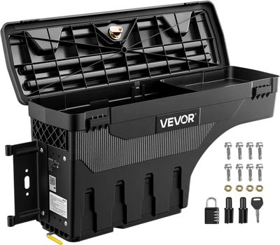 Vevor Truck Bed Storage Box Waterproof ABS Wheel Well Tool Box for 2002-2018 Dodge Ram Driver Side Left 6.6 Gal New