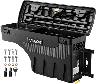 VEVOR Truck Bed Storage Box, 6.6 Gal/25L Waterproof ABS Wheel Well Tool Box, Anti-Theft Lock, Compatible with 2020-2025 Chevy/GMC Silverado/Sierra 2500/3500HD, Passenger Side Right (Drilling Required)