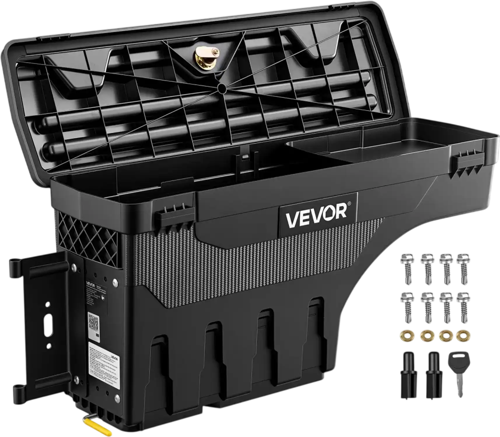 Vevor Truck Bed Storage Box 6.6 Gal Driver Side Left Waterproof ABS Wheel Well Tool Box for 2020-2025 Chevy GMC Silverado Sierra 2500 3500HD New