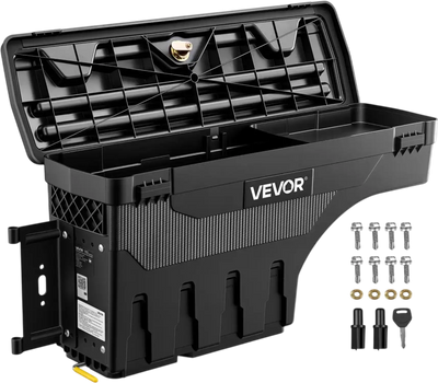 Vevor Truck Bed Storage Box 6.6 Gal Driver Side Left Waterproof ABS Wheel Well Tool Box for 2020-2025 Chevy GMC Silverado Sierra 2500 3500HD New