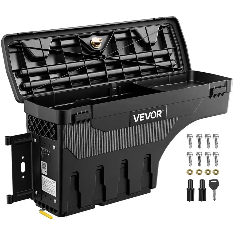 VEVOR Truck Bed Storage Box, 6.6 Gal/25 L Waterproof ABS Wheel Well Tool Box, Anti-Theft Lock, Compatible with 2019-2021 Chevrolet Silverado 1500/GMC Sierra 1500, Driver Side Left (Drilling Required)