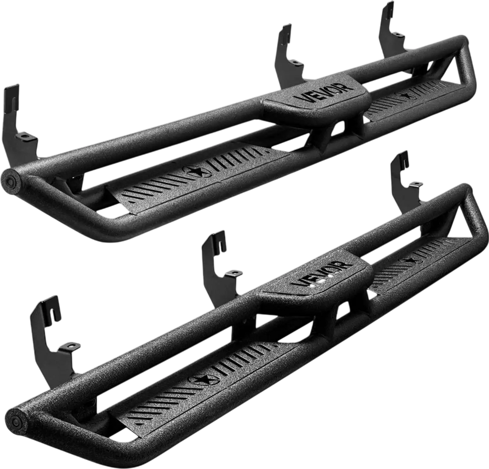 VEVOR Running Boards, 6 Inches Side Steps Compatible with 2015-2025 Chevy Colorado/GMC Canyon Crew Cab, Black Carbon Steel Nerf Bars, 550 lbs Load Capacity, Non-Slip Hollow Surface Rustproof Coating
