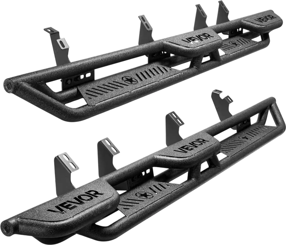 VEVOR Running Boards, 6 Inches Side Steps Compatible with 2024-2025 Toyota Tacoma Double Cab, Black Carbon Steel Nerf Bars, 550 lbs Load Capacity, Wide Non-Slip Hollow Surface with Rustproof Coating