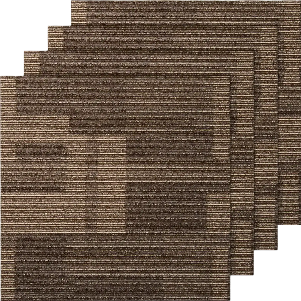 VEVOR Carpet Tiles Reusable, 24"x 24"Carpet Squares With Padding Attached, Soft Padded Carpet Tiles, Easy Install DIY for Bedroom Living Room (24Tiles, Mixed Brown)