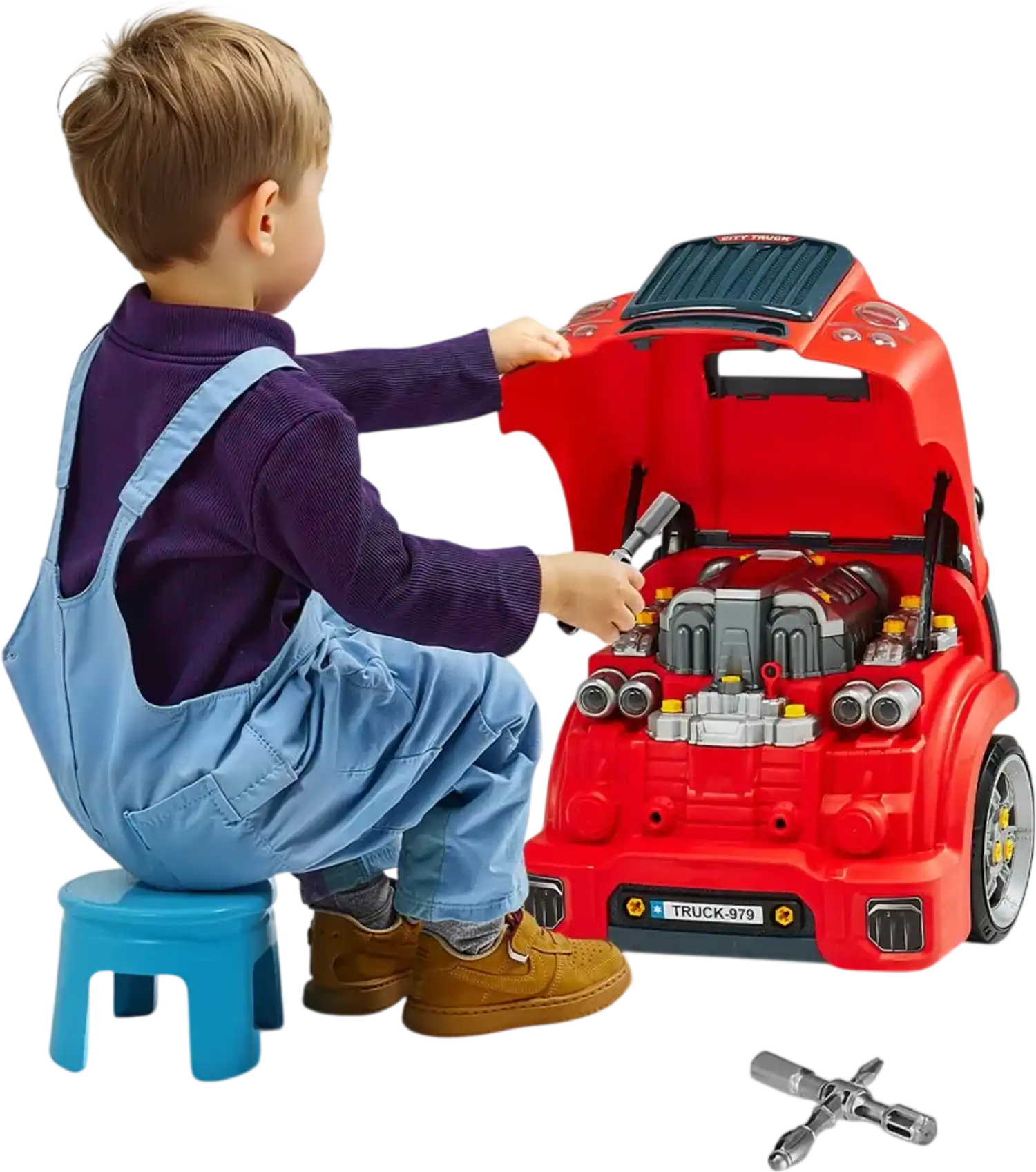Vevor Engine Toy Kids Mechanic Car Repair Set with Lights and Sounds Red New