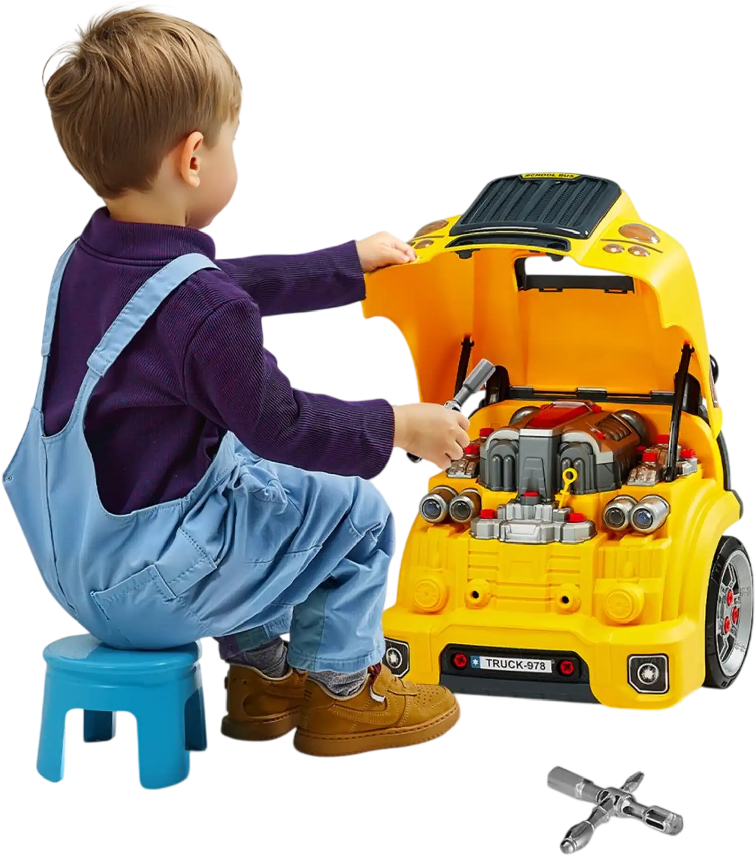 Vevor Engine Toy Kids Mechanic Car Repair Set with Lights and Sounds Yellow New