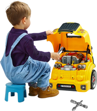 VEVOR Engine Toy, 60 Pieces, Kids Mechanic Car Repair Set with Removable Parts, Lights and Sounds, Steering Wheel and Horn, Kids Mechanic Workshop Set for Toddler Ages 3 Years and Up, Yellow