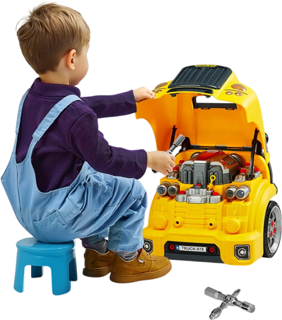 Vevor Engine Toy Kids Mechanic Car Repair Set with Lights and Sounds Yellow New