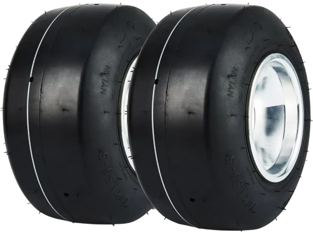 VEVOR Go Kart Tires and Rims, 10x4.5-5" Go Kart Wheels, 2-Pack Front Wheels, Aluminum Alloy Rims and Rubber Tires, Hub-Rim Fit Bolt Pattern 1.57 inch with 3 Bolt Holes, Replacement Pneumatic Tire