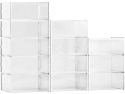 Vevor Shoe Storage Boxes 12-Pack Stackable Organizers for US Size 11 White New