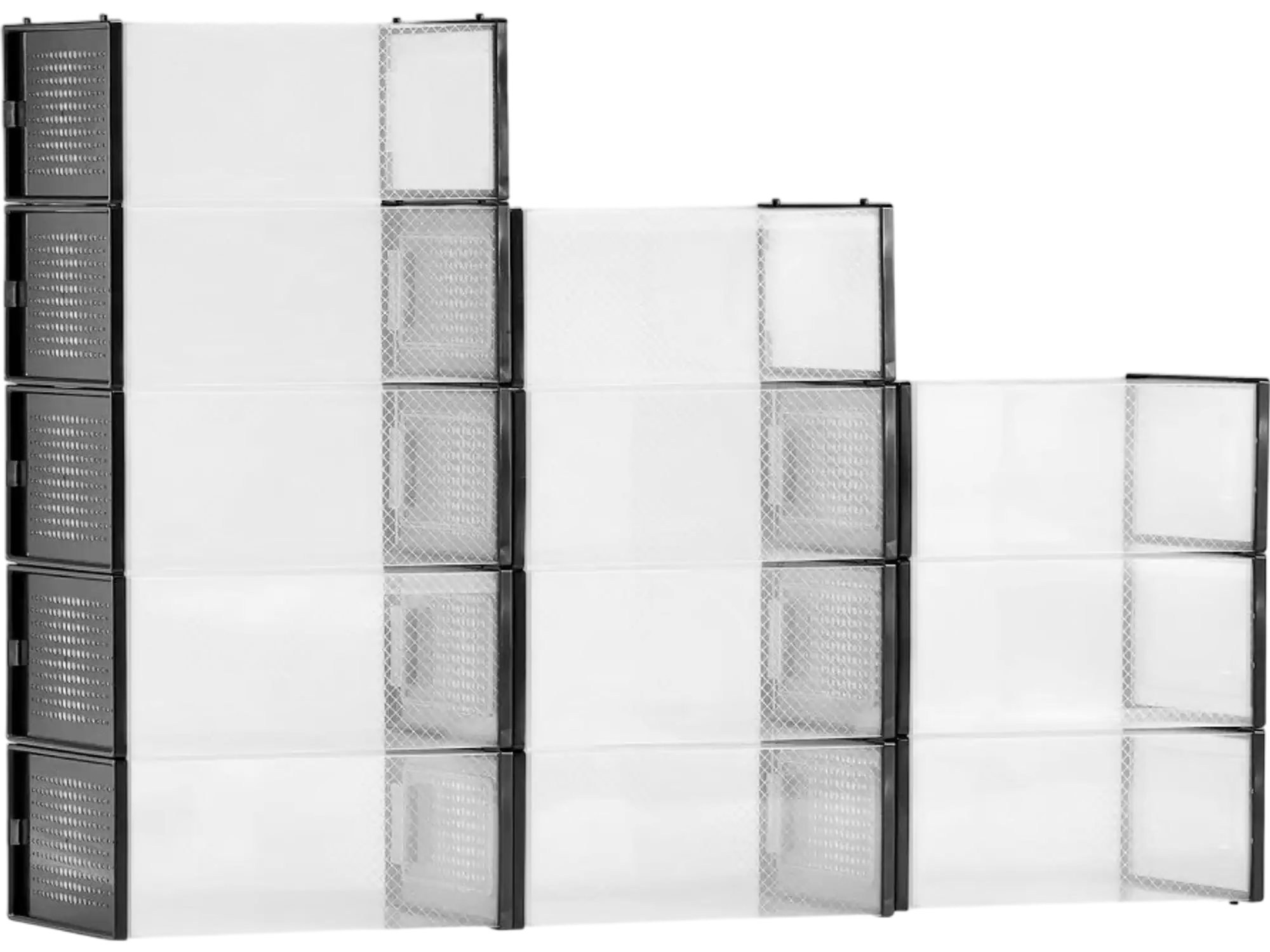 Vevor Shoe Storage Boxes 12-Pack Stackable Organizers for US Size 11 Shoes Black Frame New