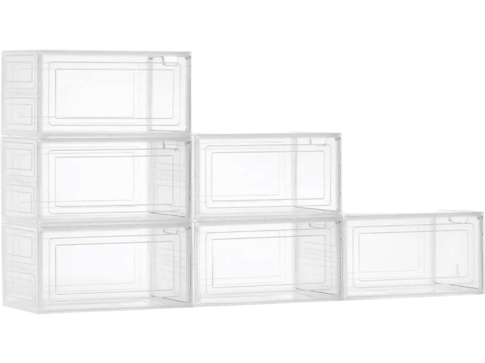 Vevor Shoe Storage Boxes 6-Pack Stackable Clear Organizers for US Size 13 Shoes New