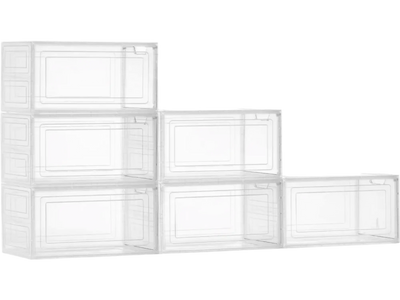 Vevor Shoe Storage Boxes 6-Pack Stackable Clear Organizers for US Size 13 Shoes New
