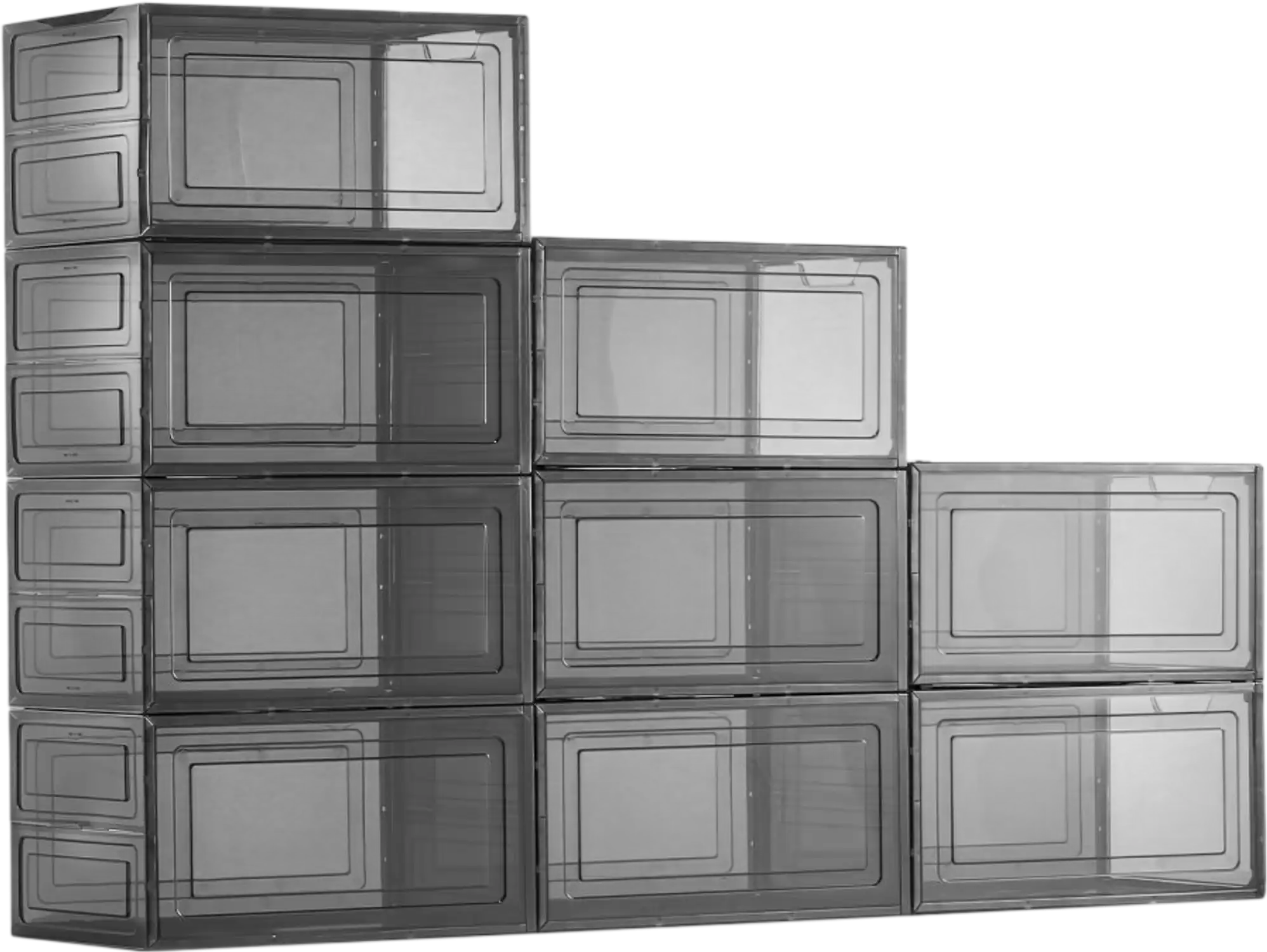 Vevor Shoe Storage Boxes 9-Pack Stackable Clear Black Organizer New
