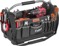 VEVOR Tool Bag, 16.1 Inch, 33-Pocket Open Top Tool Tote, Portable Electrical Maintenance Toolbox Organizer Storage with Hard Plastic Base, Adjustable Shoulder Strap, for Professionals DIY & Jobsite