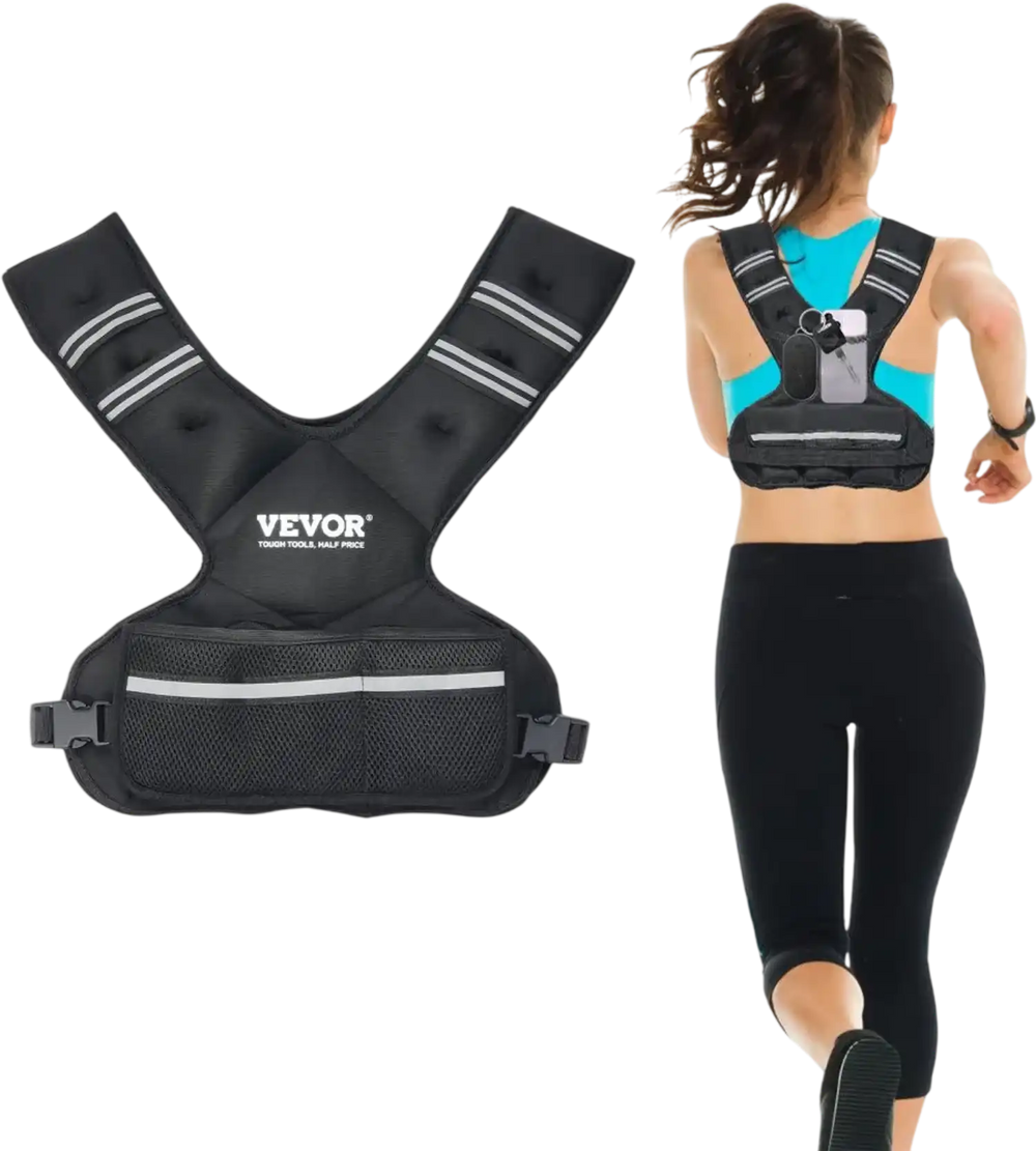 VEVOR Adjustable Weighted Vest, 20-32lb Weight Vest with 6 Ironsand Weights and  Reflective Stripe, Body Weight Vest Exercise Set for Men Women, Workout Equipment for Strength Training Running Jogging