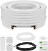 VEVOR 25ft Mini Split Line Set, 3/8” & 5/8” OD AC Copper Tubing Pipe, 3/8 White PE Thickened Insulated Coil with Flared Nuts, Rich Fittings, for Mini Split Air Conditioner HVAC or Heat Pump System