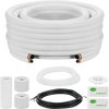 VEVOR 50ft Mini Split Line Set, 1/4” & 3/8” OD AC Copper Tubing Pipe, 3/8 White PE Thickened Insulated Coil with Flared Nuts, Rich Fittings, for Mini Split Air Conditioner HVAC or Heat Pump System