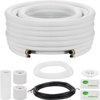 VEVOR 50ft Mini Split Line Set, 1/4” & 3/8” OD AC Copper Tubing Pipe, 3/8 White PE Thickened Insulated Coil with Flared Nuts, Rich Fittings, for Mini Split Air Conditioner HVAC or Heat Pump System