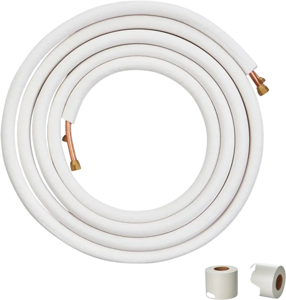 VEVOR 25FT Mini Split Line Set, 1/4" & 3/8" O.D Copper Pipes Tubing and Triple-Layer Insulation, for Mini Split Air Conditioning Refrigerant or Heating Pump Equipment & HVAC with Wrapping Strips.