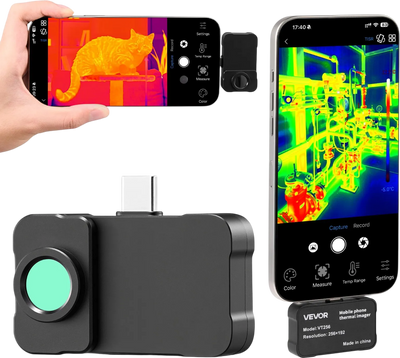 Vevor Thermal Imaging Camera for Smartphones 512 x 384 Resolution with Macro Lens New